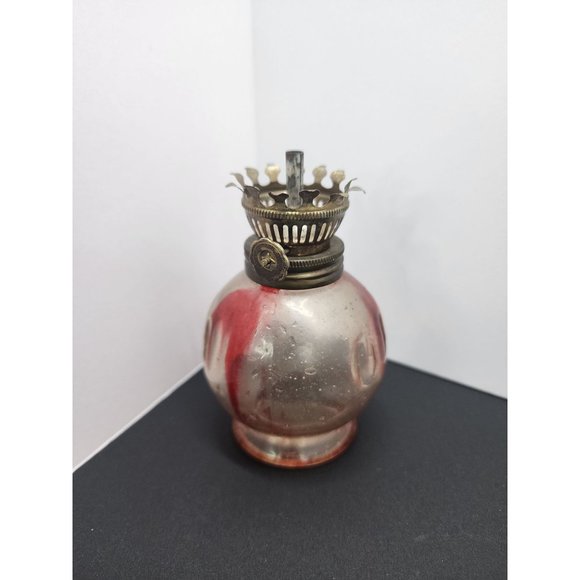 4 1/2” Vintage Kerosene Oil Lamp Antique, Chinese, Hong Kong Two Tone Red - Picture 3 of 8